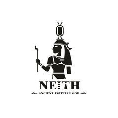 Ancient egyptian god neith silhouette, middle east god Logo