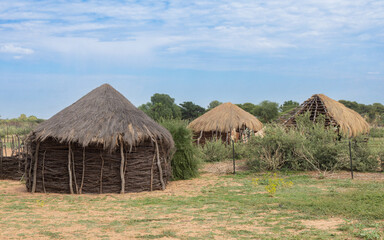Fototapeta na wymiar african village , huts, mud houses and rondavel