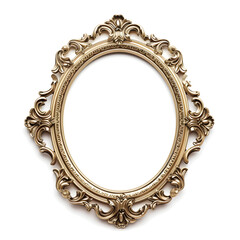 Gold antique vintage oval frame isolated on transparent