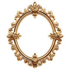 Gold antique vintage oval frame isolated on transparent