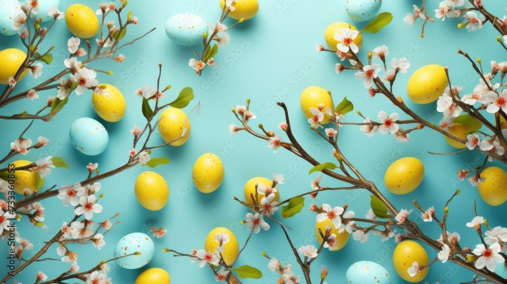 Aufkleber A bunch of eggs sitting on top of a tree branch. Suitable for various themes and concepts