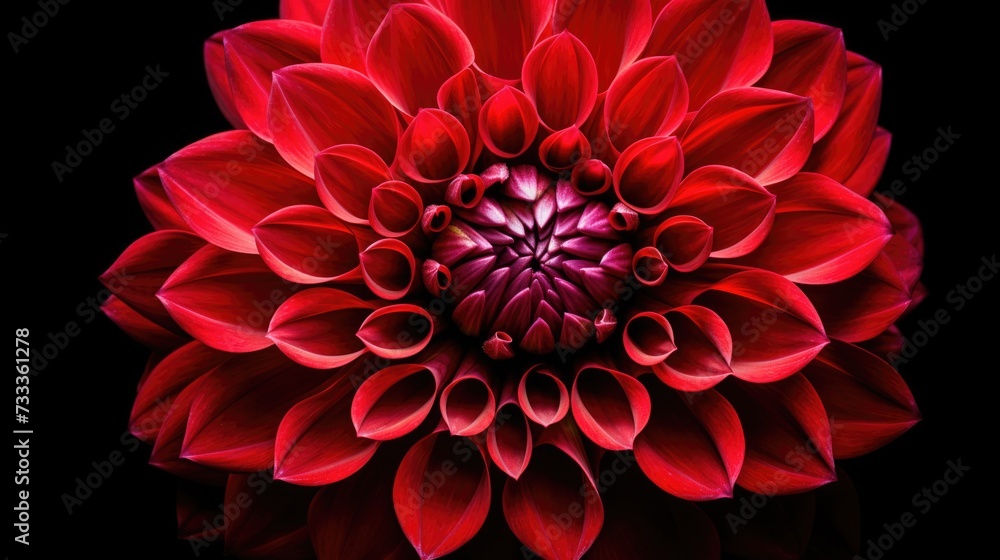 Poster A close up of a red flower on a black background. Perfect for adding a pop of color to any design