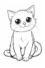 Obraz premium A cute cat, sitting and smiling. A black and white coloring book. coloring pages for children.