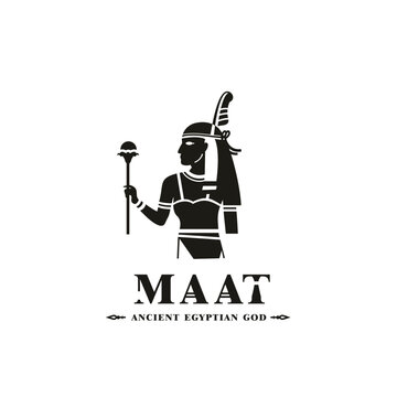 Ancient egyptian god maat silhouette, middle east god Logo