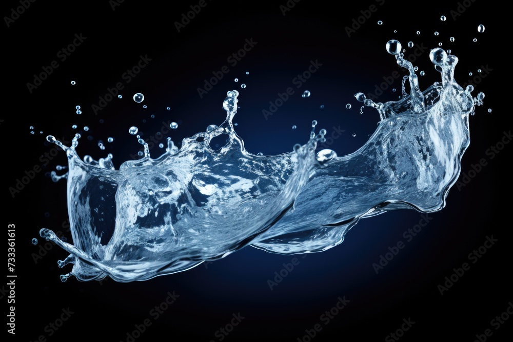 Poster A captivating image of a splash of water on a black background. This versatile picture can be used in various design projects