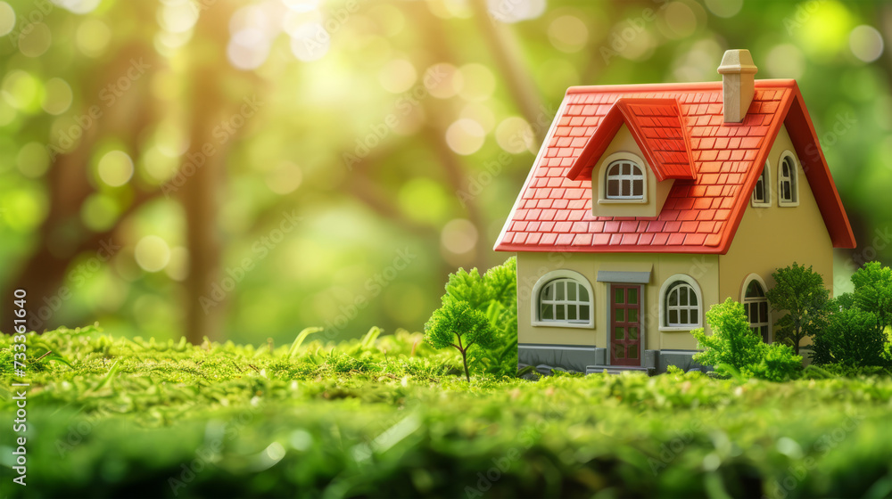 Wall mural cottage model in a clearing