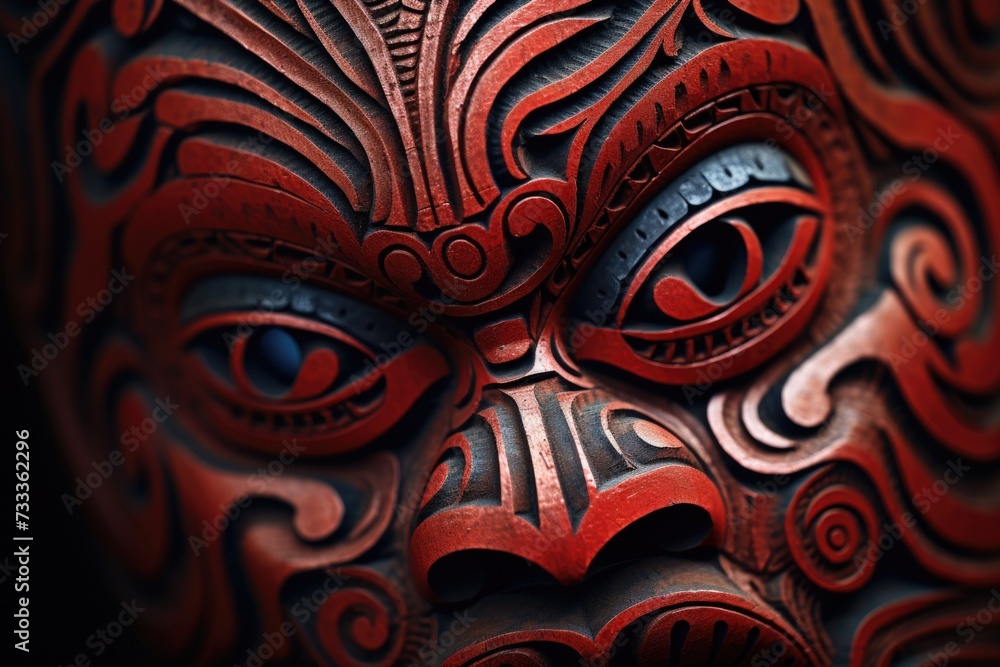 Leinwandbilder a close up view of a red mask with a black background. this image can be used for various purposes