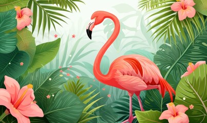 flamingo in natural habitat.