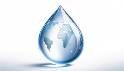 World Map Inside Water Drop. World Water Day, Earth Day,World Day to Combat Desertification and Drought
