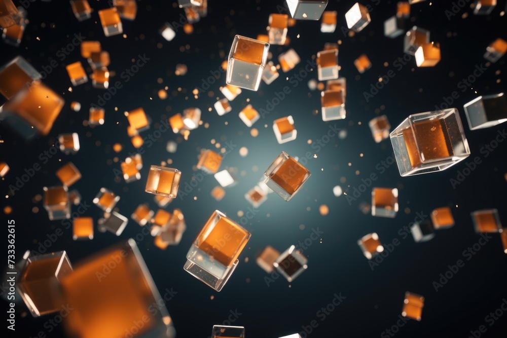 Poster Cubes suspended in mid-air. Versatile image for various applications
