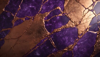 Purple marble texture with solid copper veins pattern