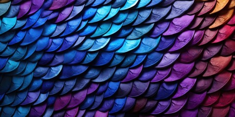 A close up view of a vibrant and colorful feather pattern. Perfect for adding a pop of color and texture to any project