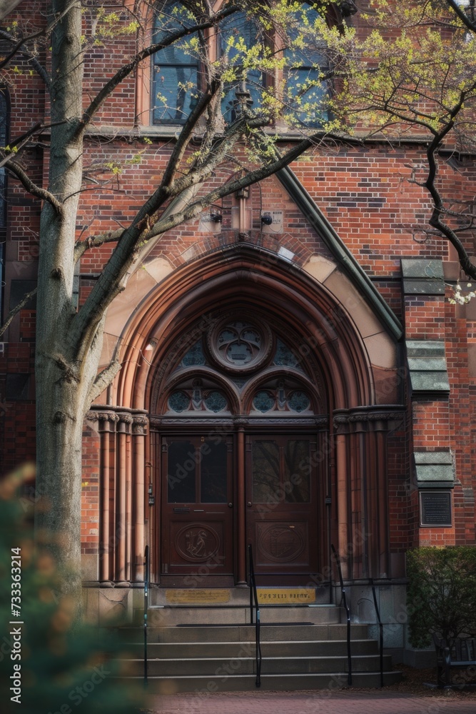 Aufkleber a picture of a building with a prominent clock on its facade. this image can be used to depict a his