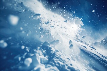 Obraz premium A snowboarder gracefully glides down a snowy mountain. Perfect for winter sports enthusiasts or travel blogs featuring snowy destinations