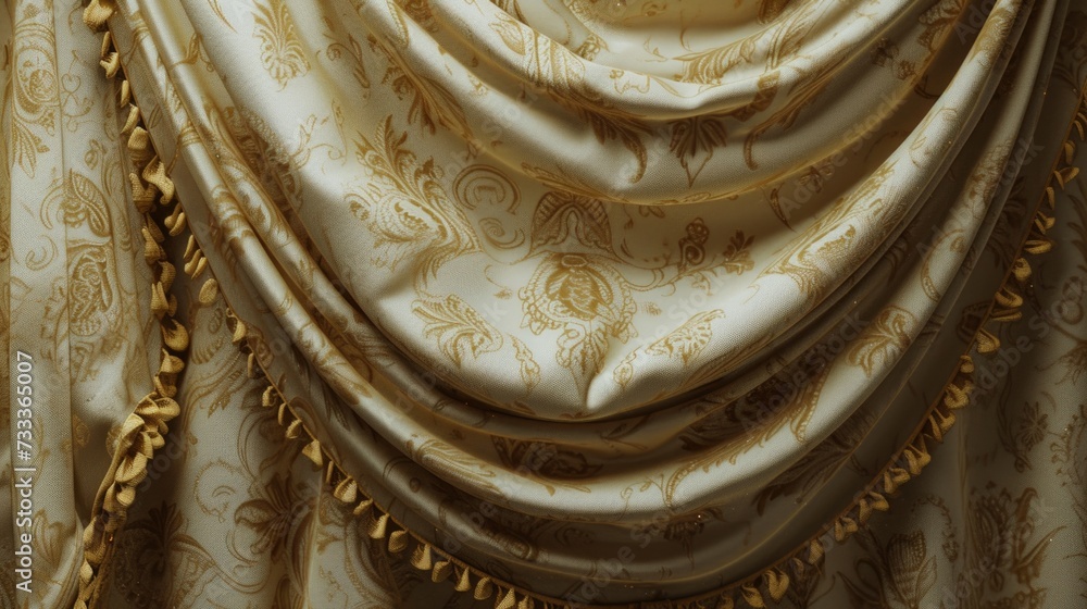 Poster A close-up view of a curtain with decorative tassels. This image can be used for various purposes