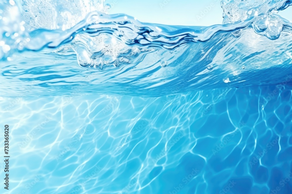 Poster A close-up view of a wave in a pool. Perfect for illustrating the movement and tranquility of water. Ideal for websites, blogs, and educational materials