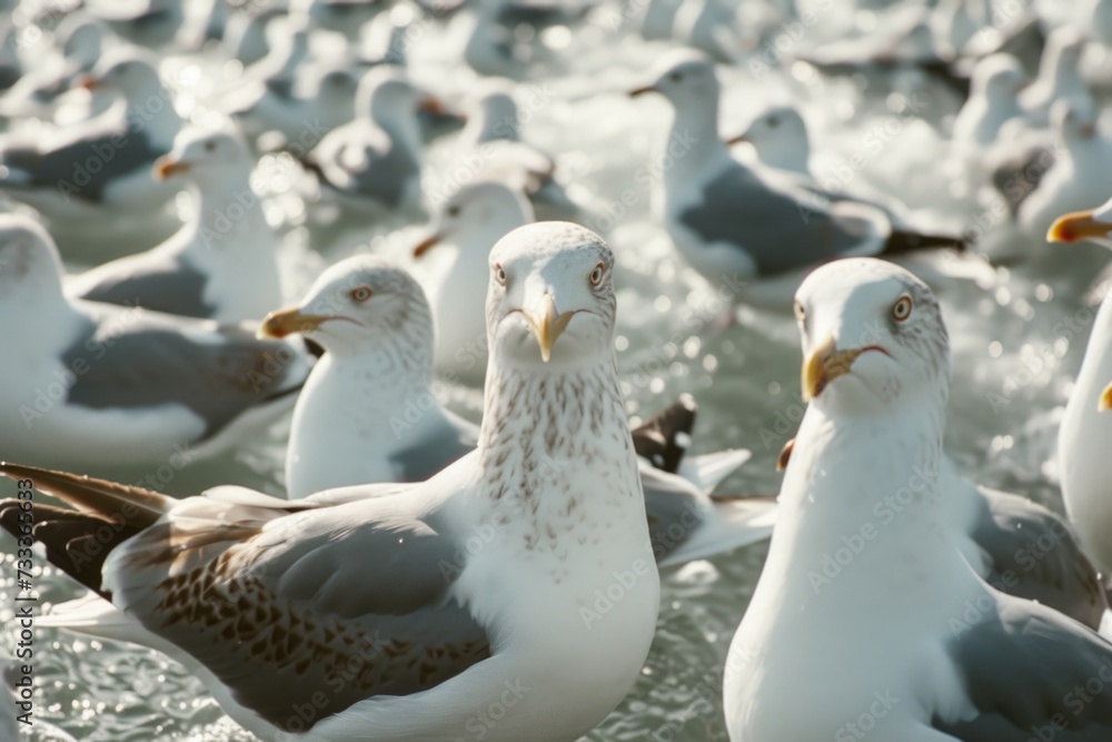 Aufkleber seagulls standing together in the water. suitable for various applications