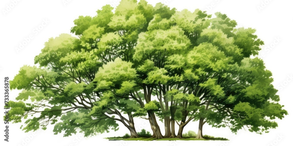 Poster a vibrant painting of a tree with lush green leaves. perfect for adding a touch of nature to any spa