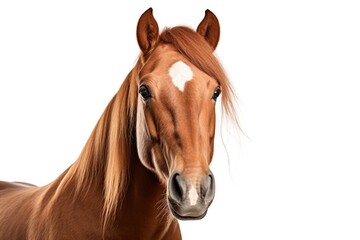 Obraz premium A brown horse with a distinct white spot on its forehead. This versatile image can be used in various contexts