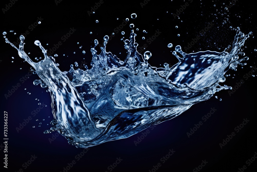 Poster A striking image of a water splash against a black background. This versatile picture can be used for various design projects