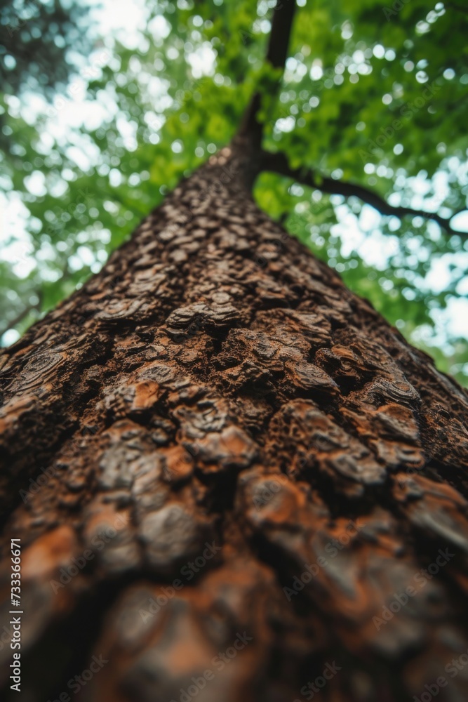 Aufkleber A detailed close-up view of the bark and texture of a tree trunk. This image can be used in nature-themed designs or to depict the beauty and intricacies of tree growth