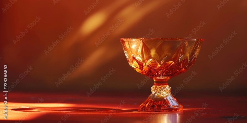 Aufkleber A red glass sitting on top of a wooden table. Perfect for adding a pop of color to any setting