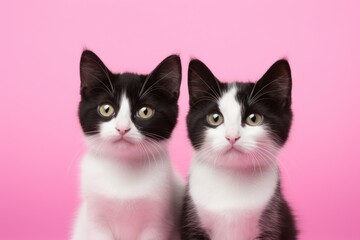 Two adorable black and white kittens sitting side by side. Perfect for pet lovers and animal-themed designs