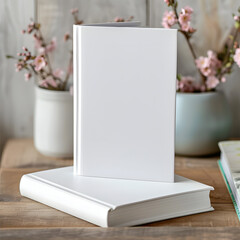 mockup for the presentation of the Book. White realistic blank of A4 and A5 catalog on a gray background