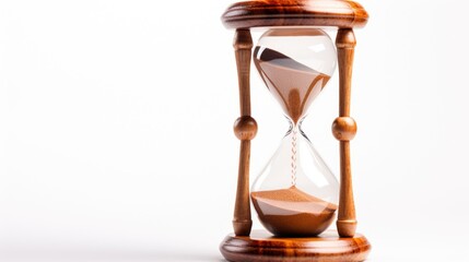 An hourglass with sand running through, symbolizing the passage of time. Perfect for illustrating concepts of time management, deadlines, and the passing of moments.