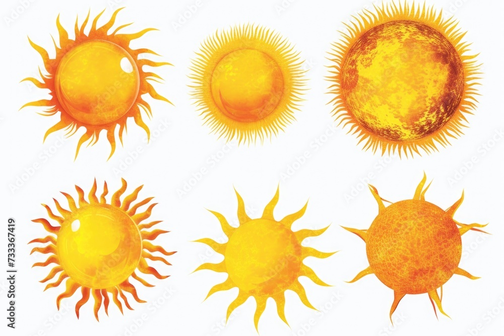 Poster A collection of four different types of sun images. Versatile and suitable for various projects