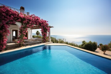 Fototapeta premium Cozy luxury villa in italy with pool and best view on sea