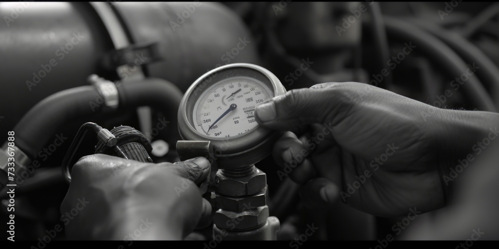 Poster a detailed close-up of a person holding a gauge. this versatile image can be used to depict precisio