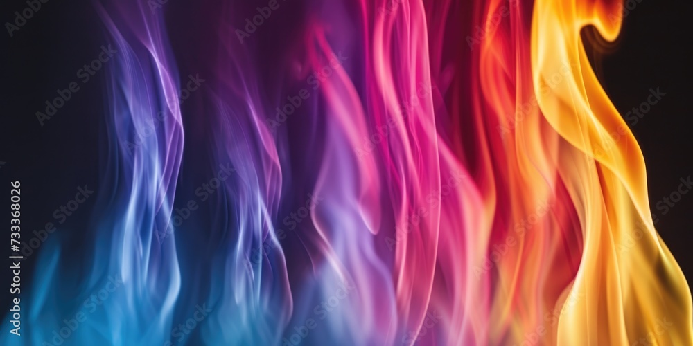 Aufkleber Colorful fire close up on a black background. Perfect for adding vibrant and dynamic elements to your designs or projects