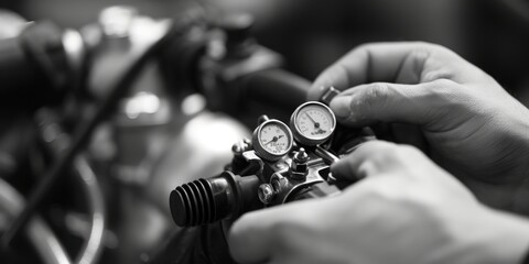 A close-up shot of a person holding a gauge. This image can be used to depict measurements, precision, or engineering concepts. Suitable for websites, blogs, or educational materials.