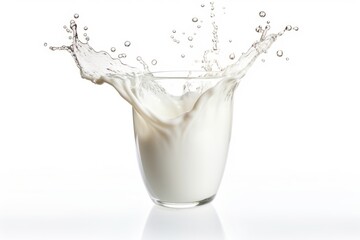 Isolated small glass of milk on white background.