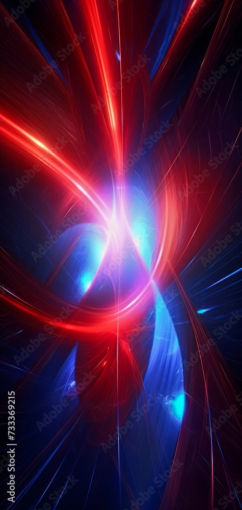 Poster red and blue abstract background on a black surface. generative ai.