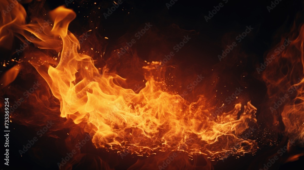 Aufkleber A close-up view of a fire on a black background. This image can be used to depict warmth, energy, or danger. Ideal for use in various design projects