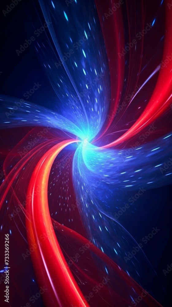 Poster abstract red and blue background with stars. generative ai.