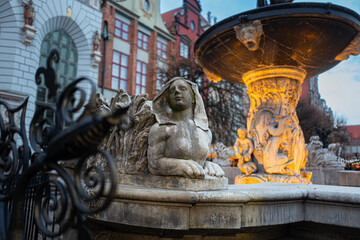 2023-04-14 Statue of Neptune fountain in old town of Gdansk, Poland