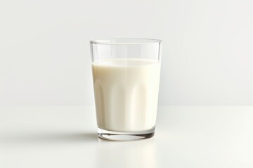 Closeup of milk glass on white background.