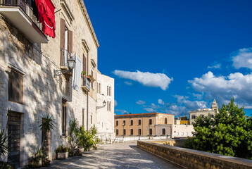 Fototapeta na wymiar Venezia street and the Wall of Bari ( the ancient protection of the city). Bari, Puglia region (Apulia), southern Italy, Europe