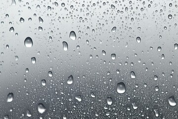 Water condensation on wet window glass.