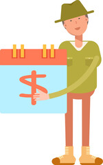 Male Character and Payment Date Calendar
