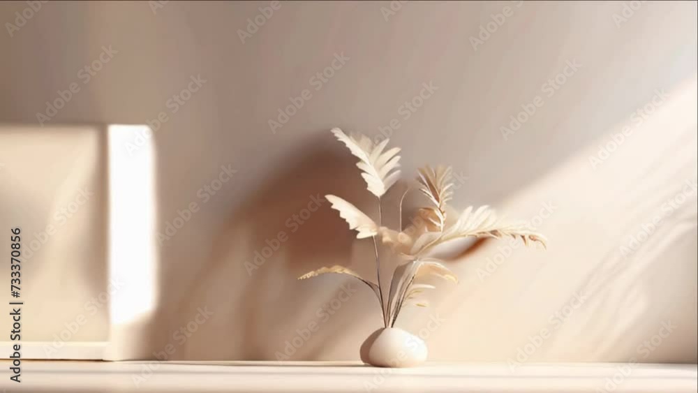 Aufkleber 4k animation of minimalistic abstract gentle light beige background for product presentation with li