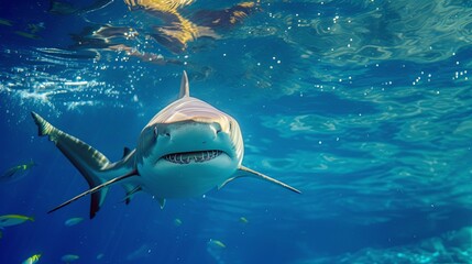 Fototapeta premium Shark animal on sea bottom wallpaper background