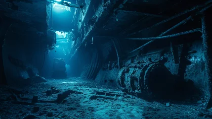 Keuken spatwand met foto Drowning old ship interior diving wallpaper background © Irina