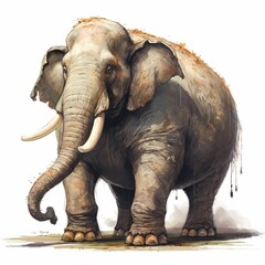Majestic Illustrated African Elephant Standing Solo