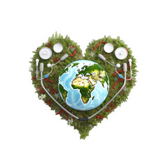 Earth formed in the shape of the medical symbol, highlighting healthcare png