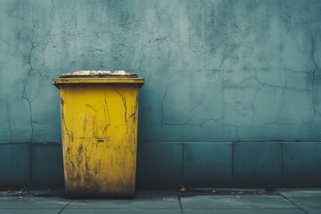 Obraz premium Yellow trash can ,location on the right