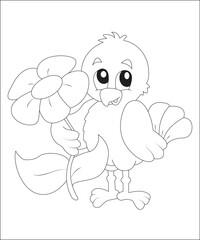 Funny Cute birds coloring page for kids 